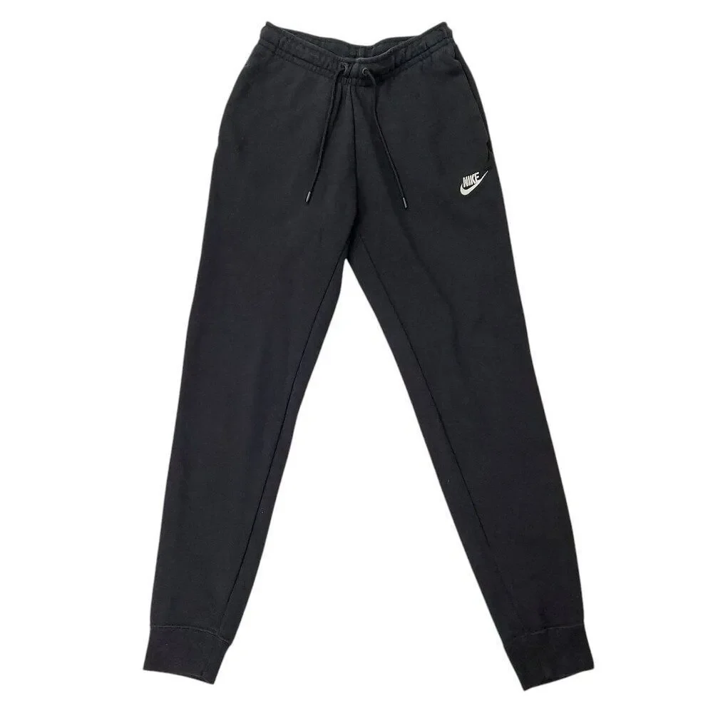 Nike Sweatpants Junior XS Black Swoosh Fleece Knit Comfy Athletic Performance